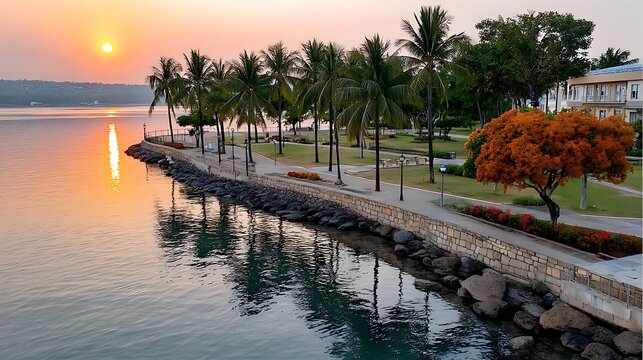 Sunset View Over Cebu Islands with Harmattan Haze in Background