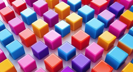 Fototapeta premium colorful cubes vector 3d abstract pattern art design on plain white background illustration