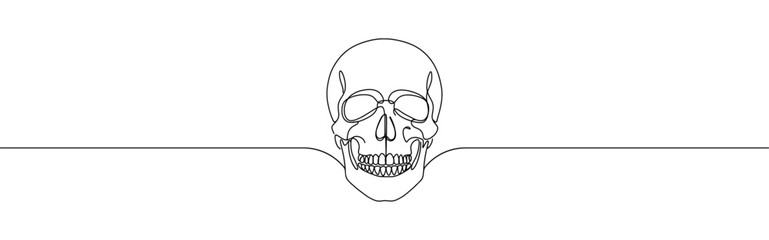 Skull continuous one line drawing. Death symbol. Vector illustration.