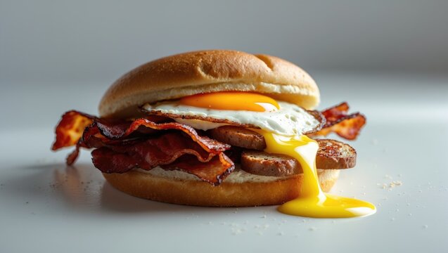 Bacon, Sausage, and Egg Breakfast Roll Sandwich