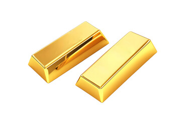 
Realistic shiny gold bars isolated on a transparent background, high-resolution 3d render