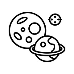 Obraz premium Planet and Moon Icon Representing Astronomy Study