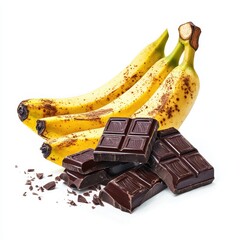 Ripe bananas and dark chocolate squares.  A delicious combination of sweet and rich flavors