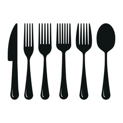Fork Spoon Knife Kitchen Cutlery Utensils Silhouette