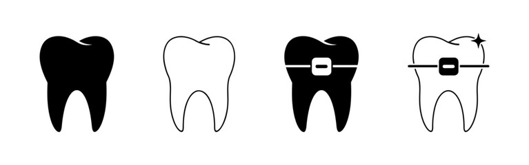 Tooth icons set. Dental symbol. Vector illustration.