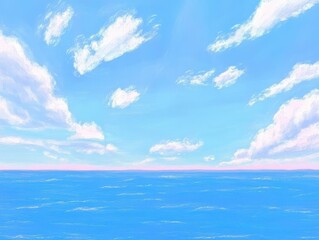 Breezy clouds dream above the shimmering sea