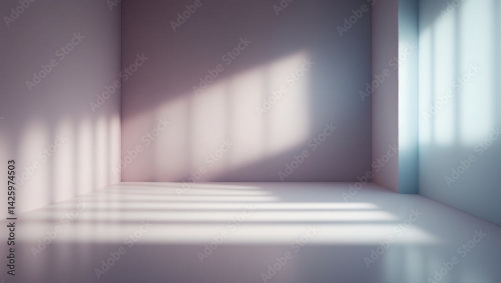 Poster minimalist pastel studio background featuring gold and light accents for product display in an empty