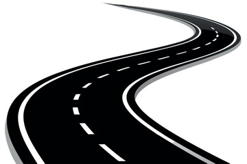 The curved highway extends toward the horizon