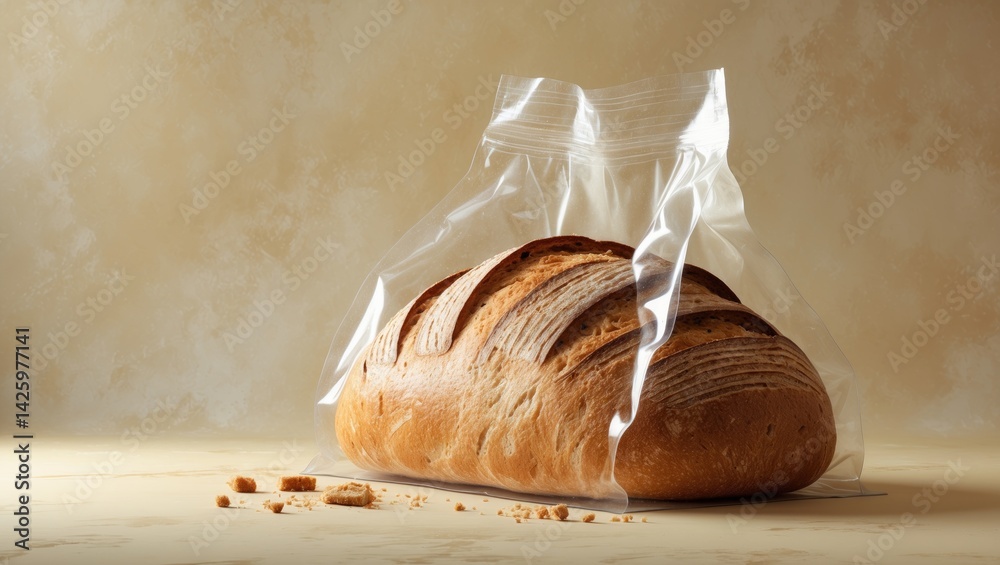 Poster sourdough artisan toast bread on a plain background