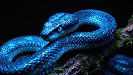 Fototapeta premium Colorful viper reptile in wild habitat with detailed scales