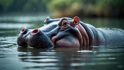 Fototapeta premium African Hippopotamus in Water Habitat