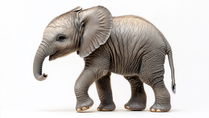 Adorable Baby African Elephant Walking Isolated on White Background Wildlife Photography