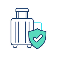 Obraz premium Travel Luggage with Shield Icon Representing Travel Security and Luggage ProtectionKeywords: