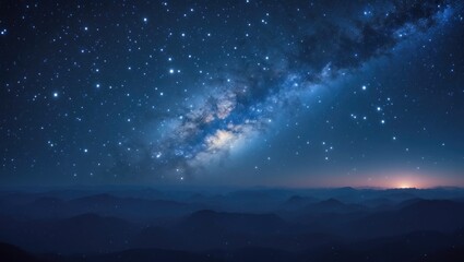 Fototapeta premium Deep dark galaxy backdrop with starry constellation and nebula