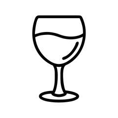 Wine Glass Icon – Beverage Drink Outline Vector Illustration