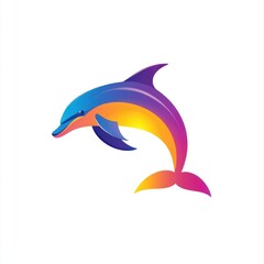 Obraz premium Colorful dolphin graphic, playful, ocean