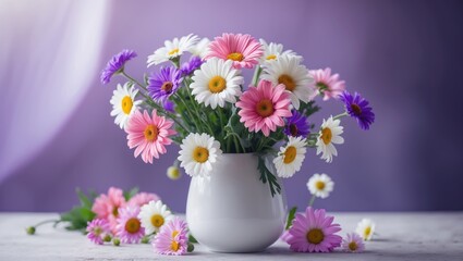 Fototapeta premium Arrangement of daisies in a vase