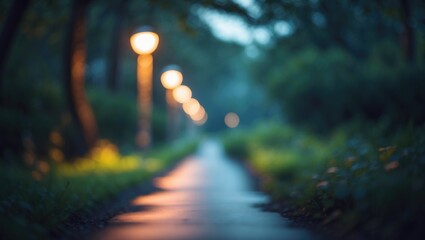 Soft Focus Landscape with Winding Road and Summer Sky