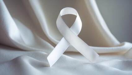 White ribbon symbol for lung cancer awareness and prevention