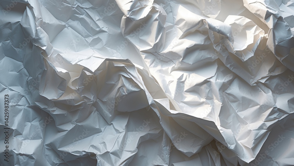 Poster Abstract white paper with crumpled texture and background