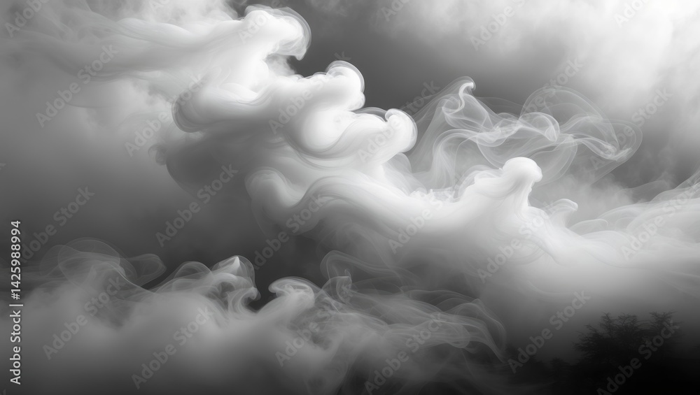 Poster abstract fog cloud with smoke overlay effect and transparent black background