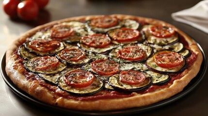 Vegetarian Pizza with Roasted Eggplant and Zucchini