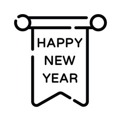 Creatively designed outline style icon of hanging new year banner