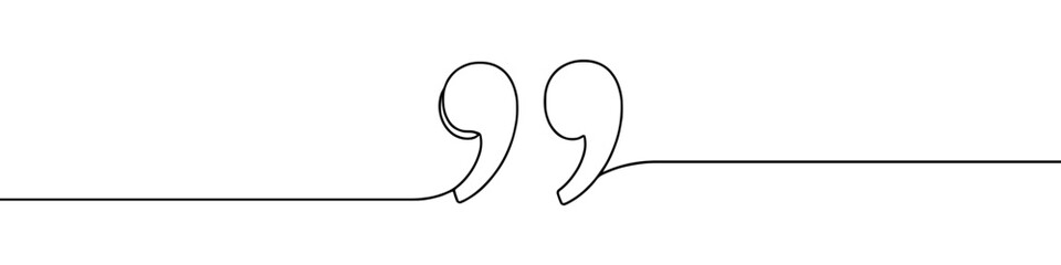 Quotes continuous one line drawing. Quotation marks symbol. Vector illustration.