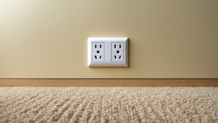 Modern carpet, wall, and power socket arrangement