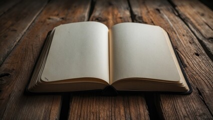 Fototapeta premium Open book with space on wooden background