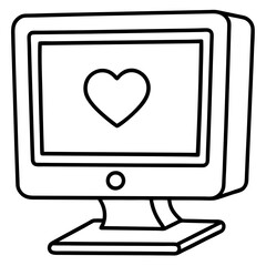 Vector Outline PC with Love-Themed Screen