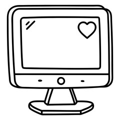 Vector Outline PC with Love-Themed Screen