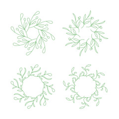 Green abstract circle line art decoration isolated flat design.