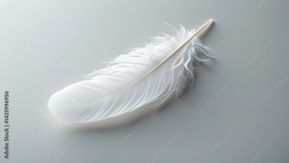 Poster A white feather with abstract background and elegant pattern