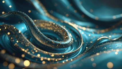 Bright turquoise water background with shimmering glitter and swirling motion