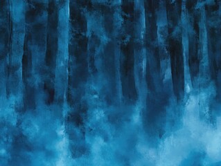 Cerulean forest veiled in ethereal haze
