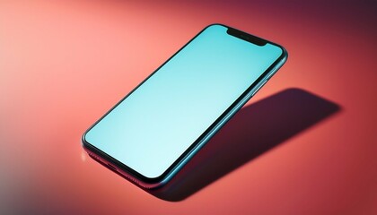 Sleek Smartphone on Coral Background Studio Lighting ideal for creative writing prompt visuals