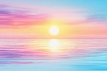 Obraz premium Stunning soft focus illustration of a beautiful sunset over the ocean with pastel twilight colors creating a dreamy scene