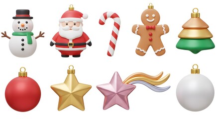 Fototapeta premium Ultimate Holiday Season 3D Model PNG Assortment with White Backdrop