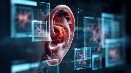 holographic human ear with technology system