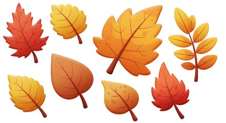 Comprehensive 3D Seasonal Leaves Collection: Cartoonish Autumn Elements for Graphic Design and Art Projects