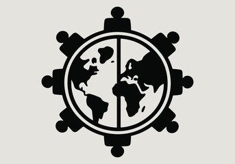 Fototapeta premium Refugee Support & Awareness - Solid Color Vector Illustration for World Refugee Day, Global Crisis, Human Rights, Empathy, Safe Haven, Journey Symbolism