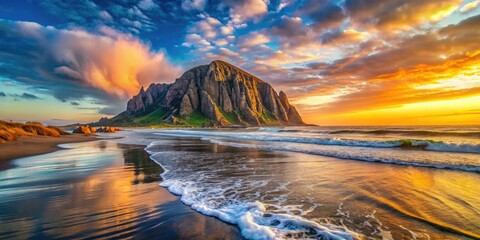 Morro Bay Rock California Coastline Ocean View Sunrise Sunset Dramatic Landscape Photography