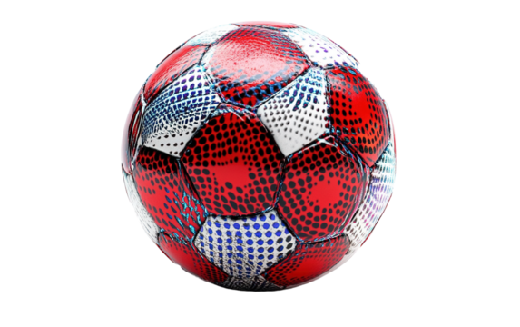 Soccer ball with a red and white design on transparent or white background - Powered by Adobe