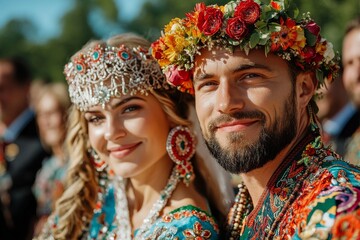 Obraz premium Traditional wedding ceremony. Generative AI