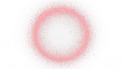 red glitter circle with red sparkles and red star dust spread around isolated on transparent background