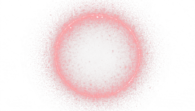 red glitter circle with red sparkles and red star dust spread around isolated on transparent background