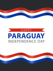 Paraguay Independence Day, vector design for card, poster or banner. Text Happy Paraguay Independence Day in the middle of Paraguayan flags.