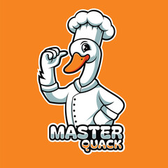 Funny Duck Chef Cartoon Mascot Vector Illustration for Restaurant Branding and Logo Design