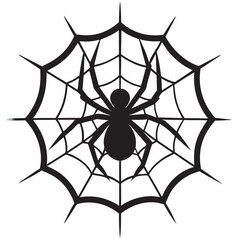 Fototapeta premium Spider Web Vector With Spider, Black silhouette 